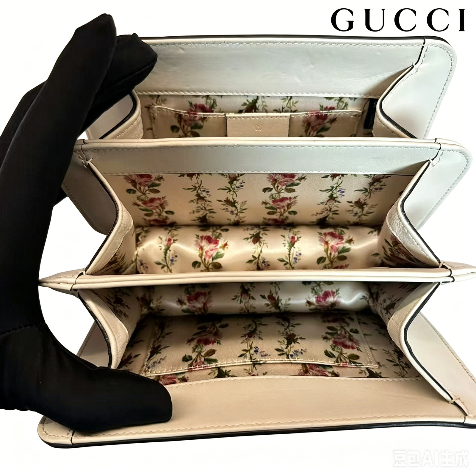 Auth Gucci Bamboo Handle Bag White Leather Tiger Head Limited Edition USA