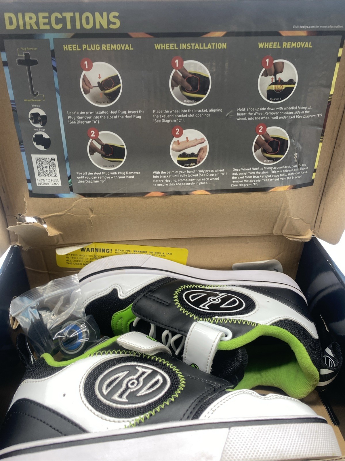 Heelys Kids’ Rocket x2 Shoes Black/White/Charcoal/Neon Green – HE100848K-BKWCNG,