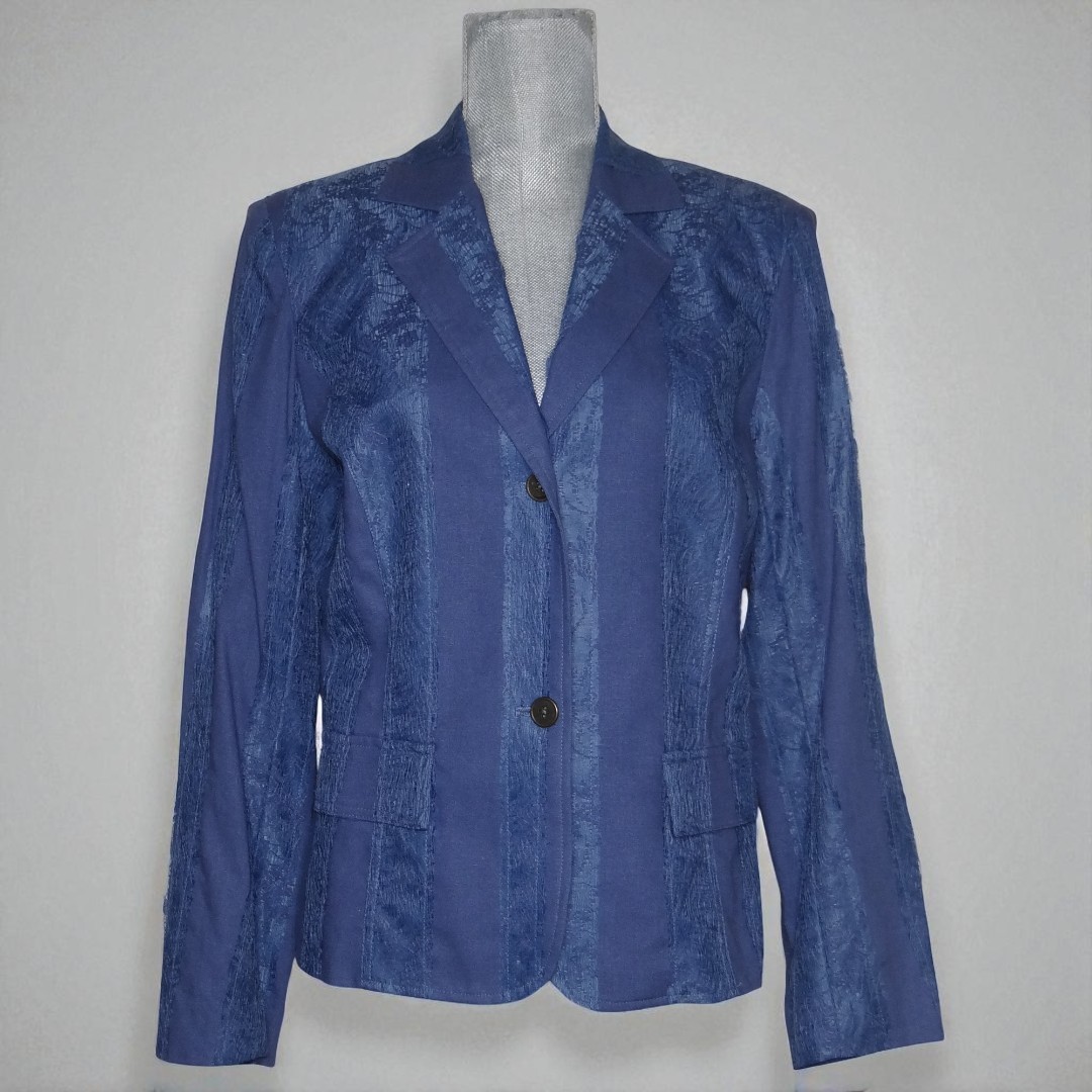 Coldwater Creek LS Hint of Lace Blazer Jacket Cornflower Blue – Medium – NWT $99