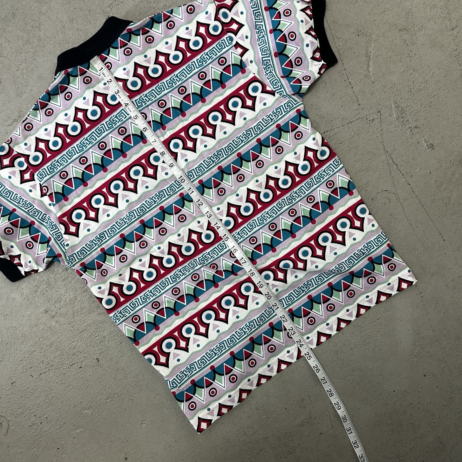 Vintage Le Coq Sportif Abstract Print Tennis Polo Shirt Women’s S 80s 90s NWT