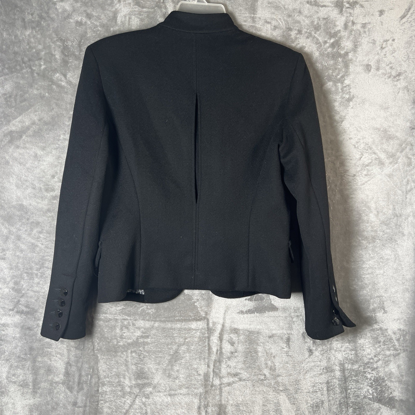 Carmel Zhao Women’s Jacket Size 10 Black No Pockets 90% Wool 10% Cashmere