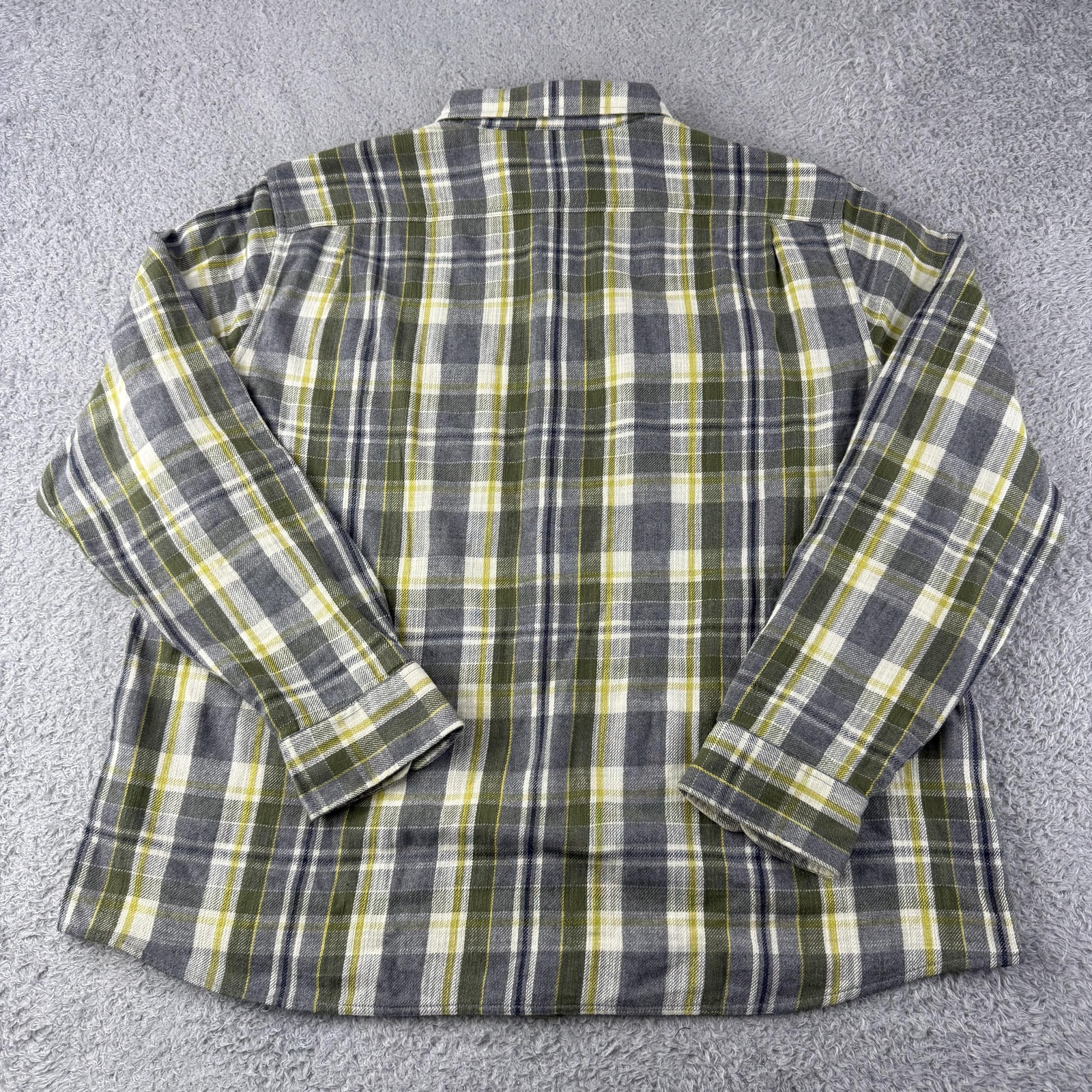 LL Bean Signature Shirt Mens 2XL Gray Green Plaid Flannel Slim Fit Heritage