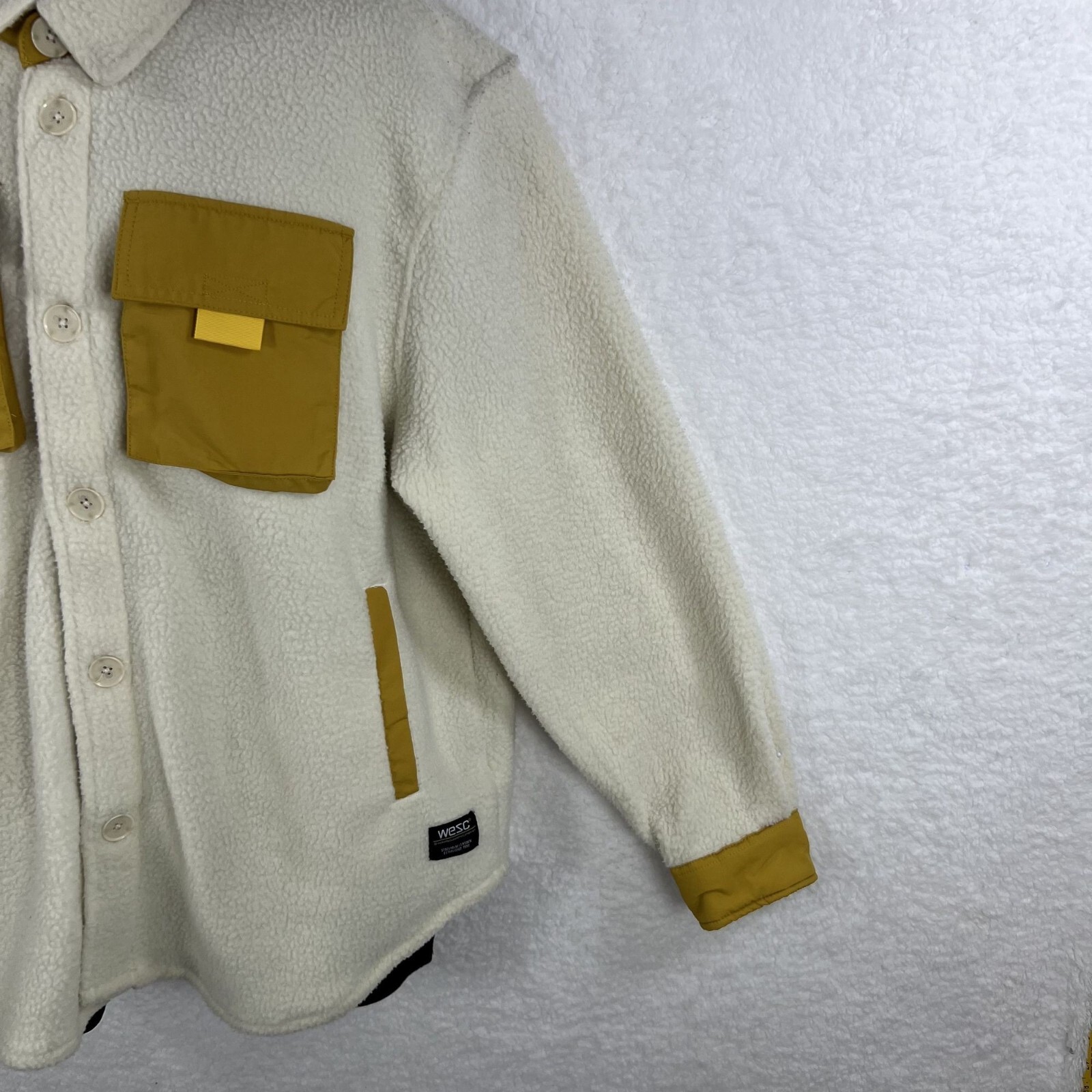 WESC NWT Sweden Sherpa Cargo Shacket Unisex XL / XXL Colorblock Overshirt Jacket