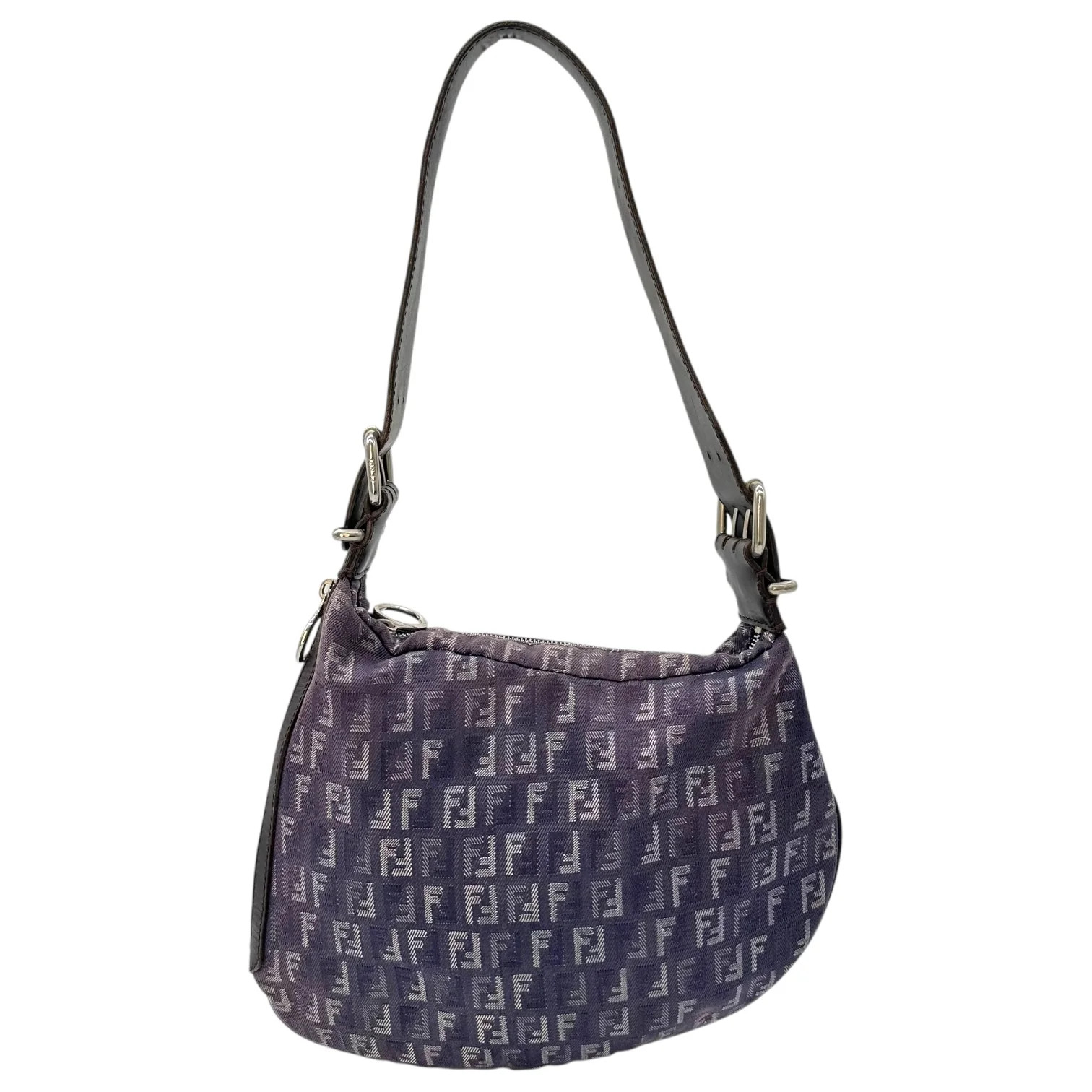 Fendi Indigo Denim Zucchino Monogram Medium Oyster Bag