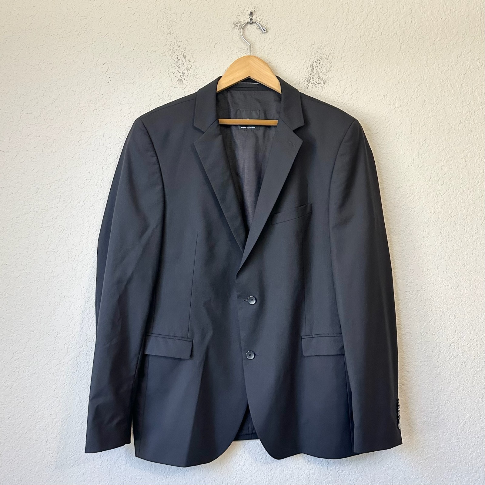 STRELLSON L-Rick Blazer Mens Sz 52 Black Wool Stretch Preppy Business Formal