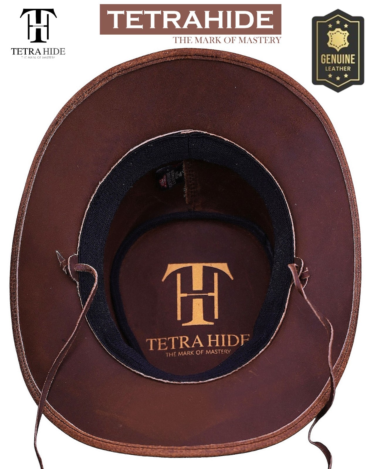 Genuine Leather Cowboy Hat Distressed Brown Crazy Horse Western Outback Bushman