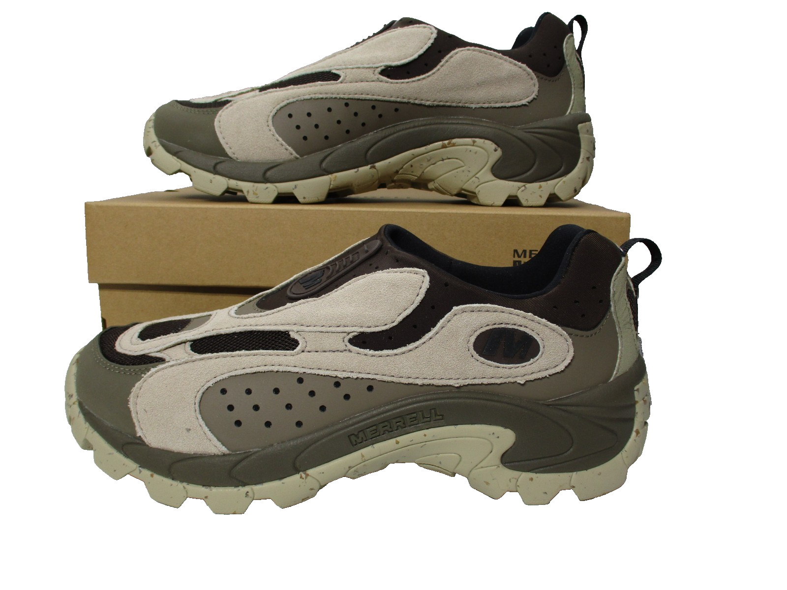 Merrell Moc Speed Streak Evo SE Suede Slip-On Shoes Brown/Beige Mens Sz 11