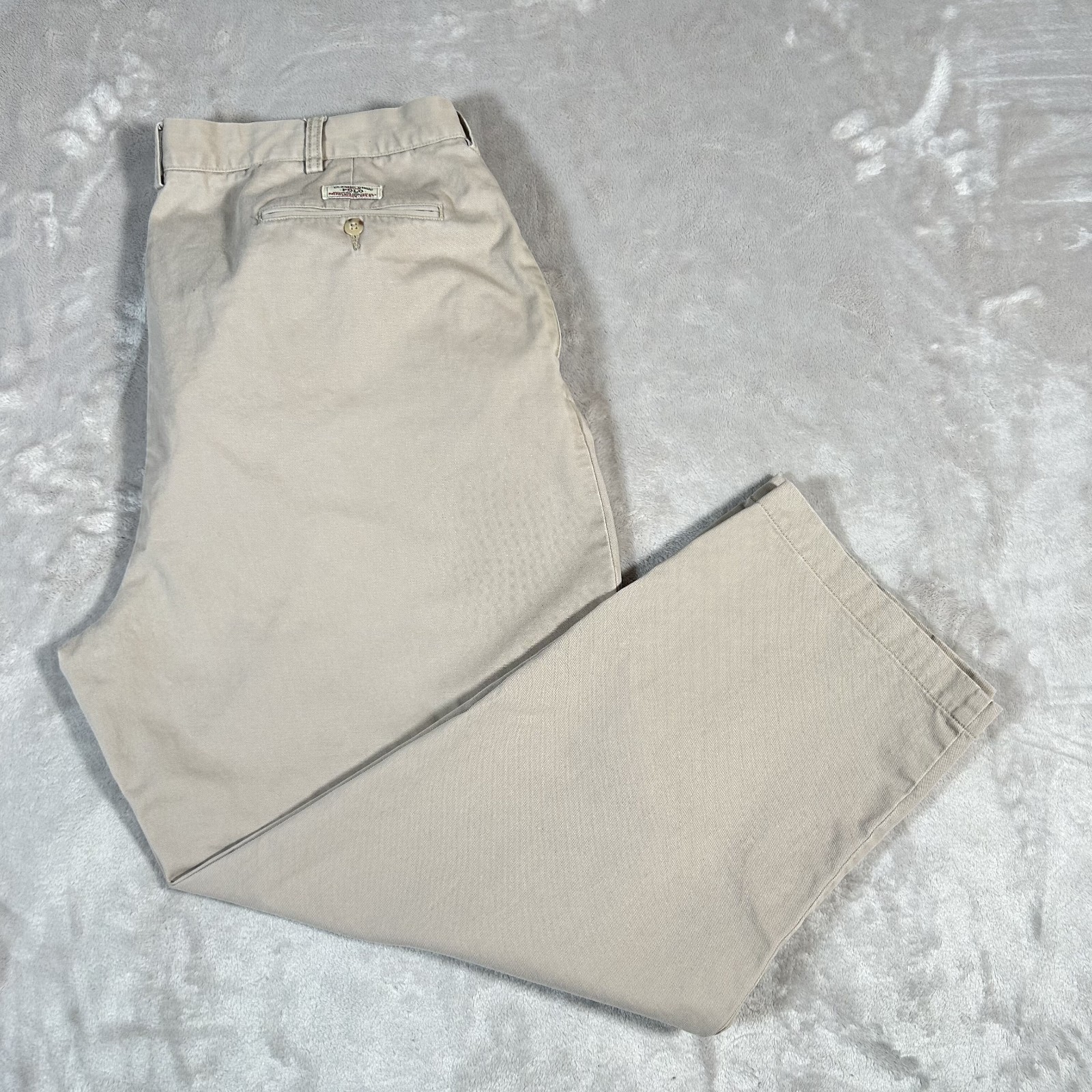 VTG 90s Polo Ralph Lauren Andrew Pants Men 42×30 Khaki Classic Chino Pleated EUC