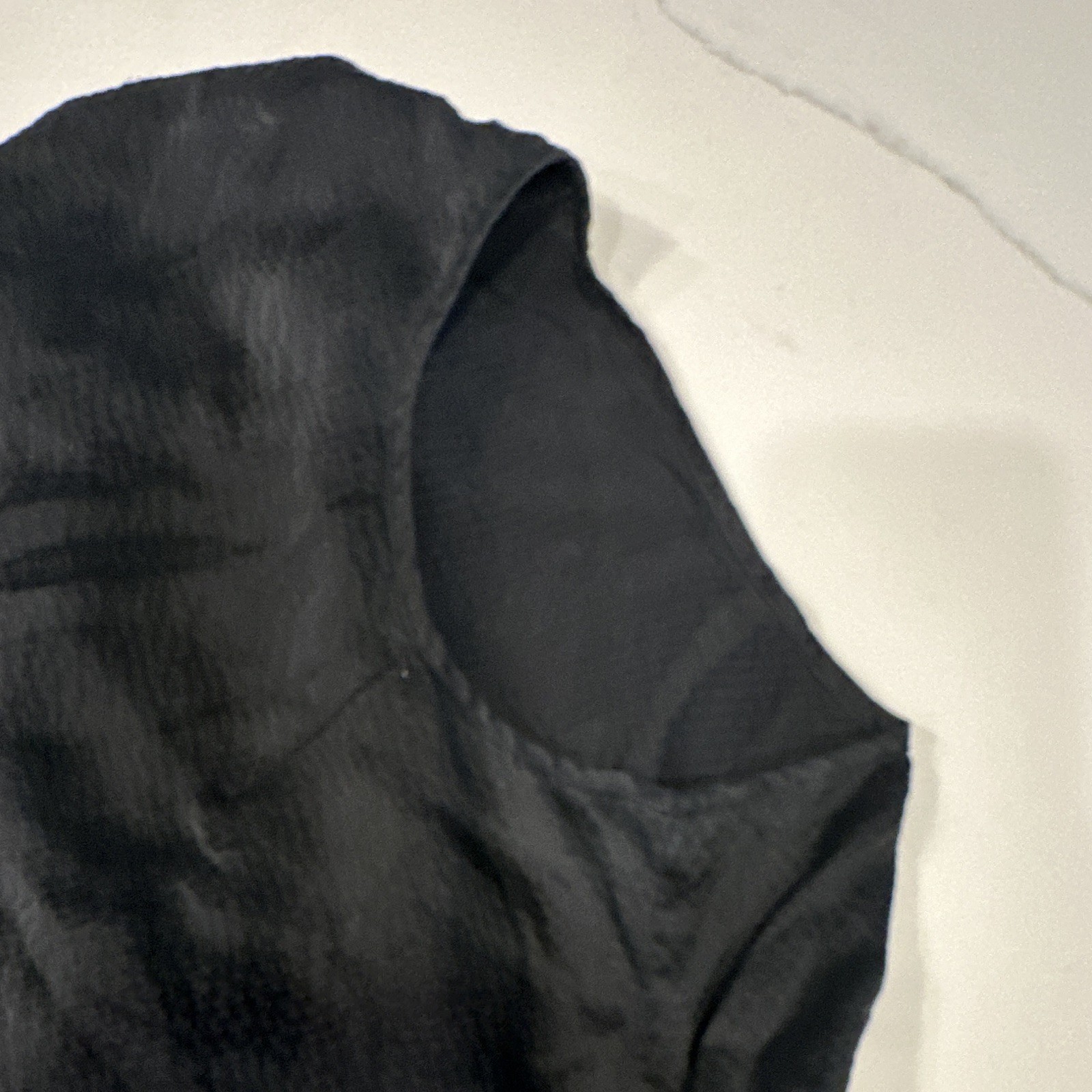 Women’s ATM Black Solid Silk Chiffon High Neck Sheer Sleeveless Zip Blouse, S/P