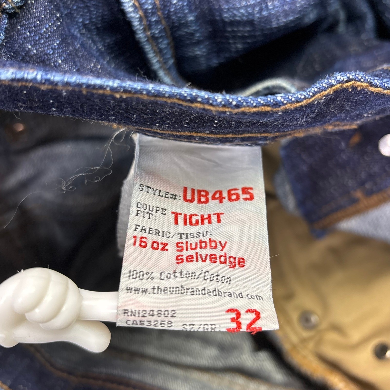Unbranded Brand UB465 Selvedge Jeans Mens 32×32 Tight Fit 16oz Raw Denim