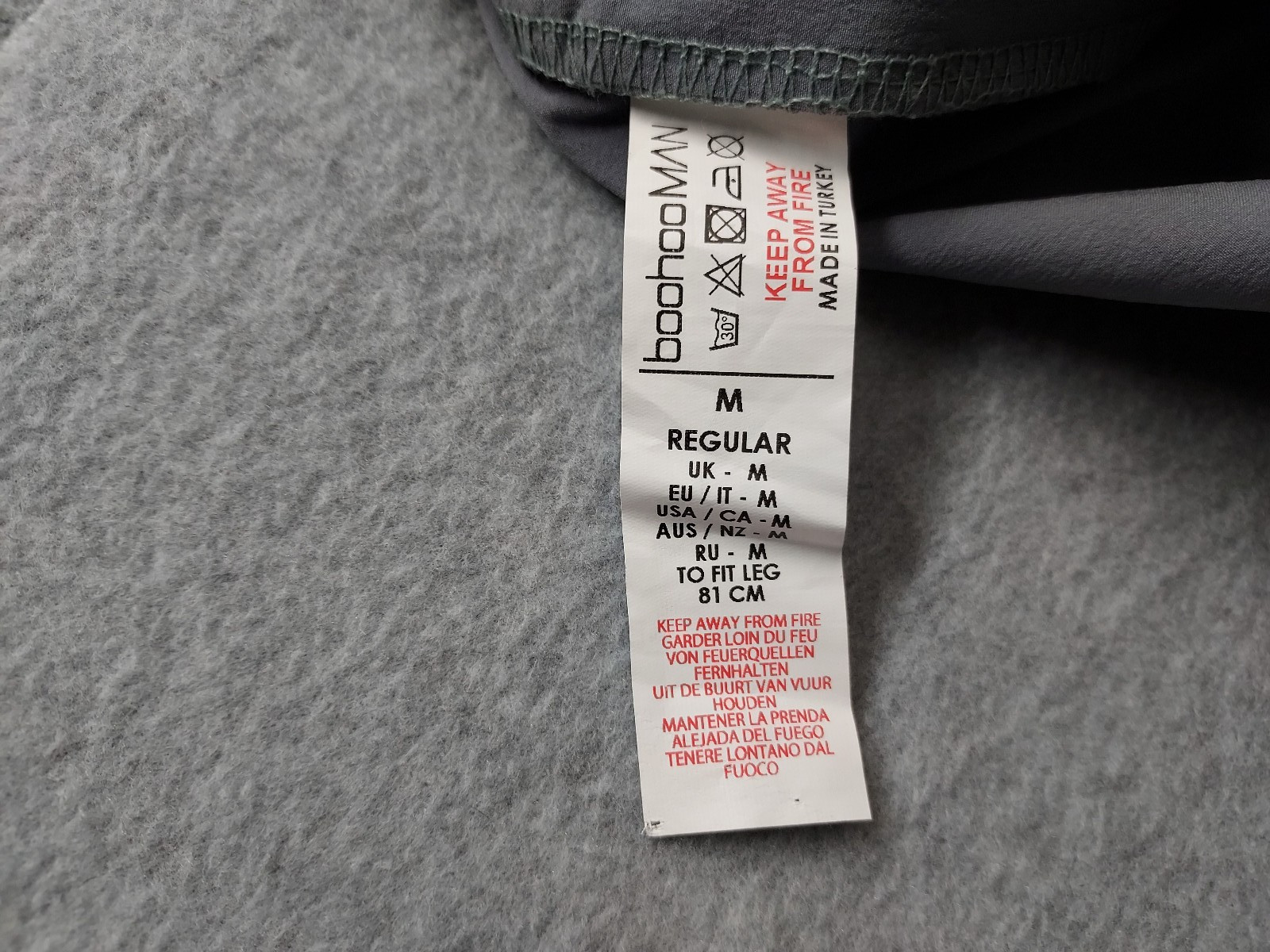 BoohooMan Men Cargo Pants M Gray Tapered Leg Drawstring Lined Mid Rise Casual