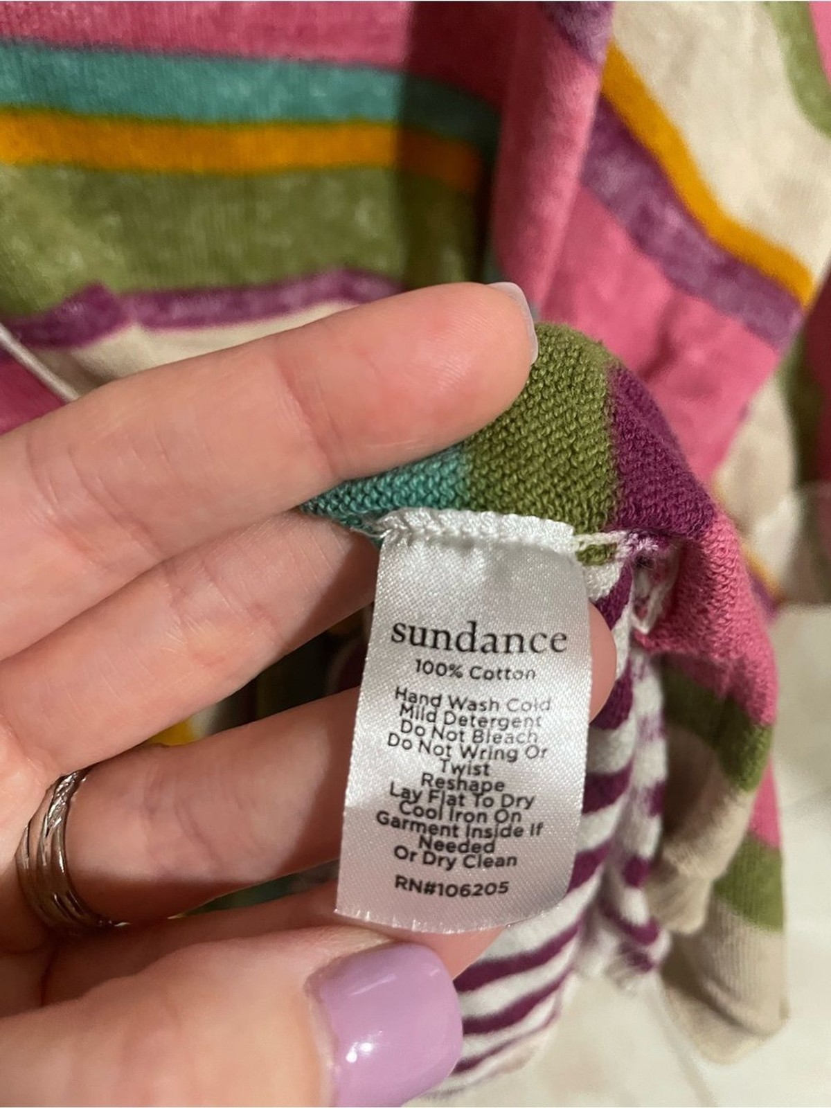 Sundance Multi-Stripe V-Neck Pullover in Pink, Teal, Mustard & Cream