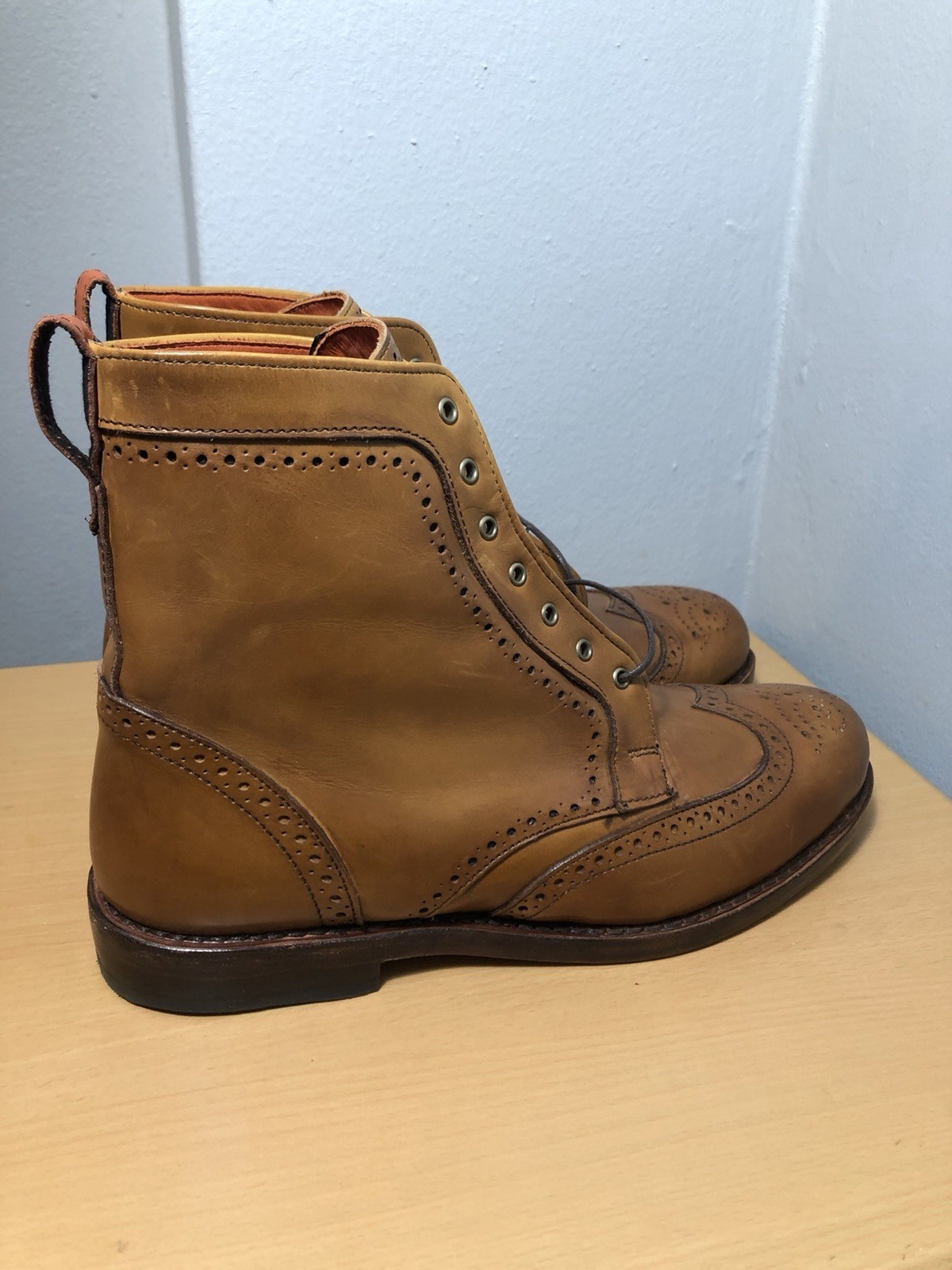 Allen Edmonds Dalton Walnut Brown Leather Wingtip Brogue Men 8.5 3E EEE New