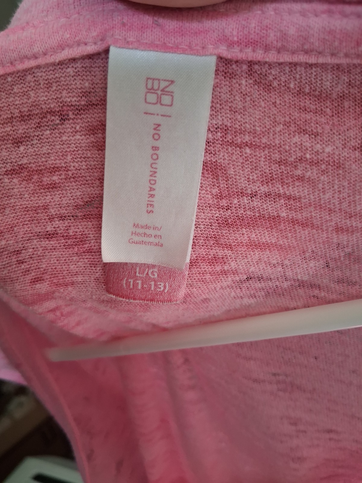 No Boundaries Women’s Pink Solid Long Sleeve Scoop Neck Pullover Top L/G 11-13