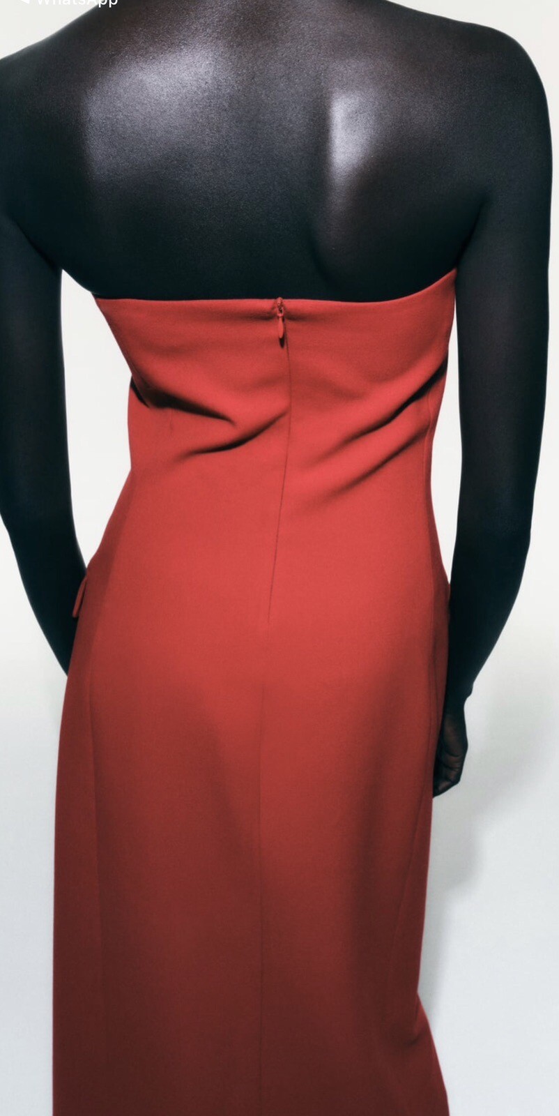 ZARA RED STRAPLESS DRESS WITH POCKETS SIZE XS