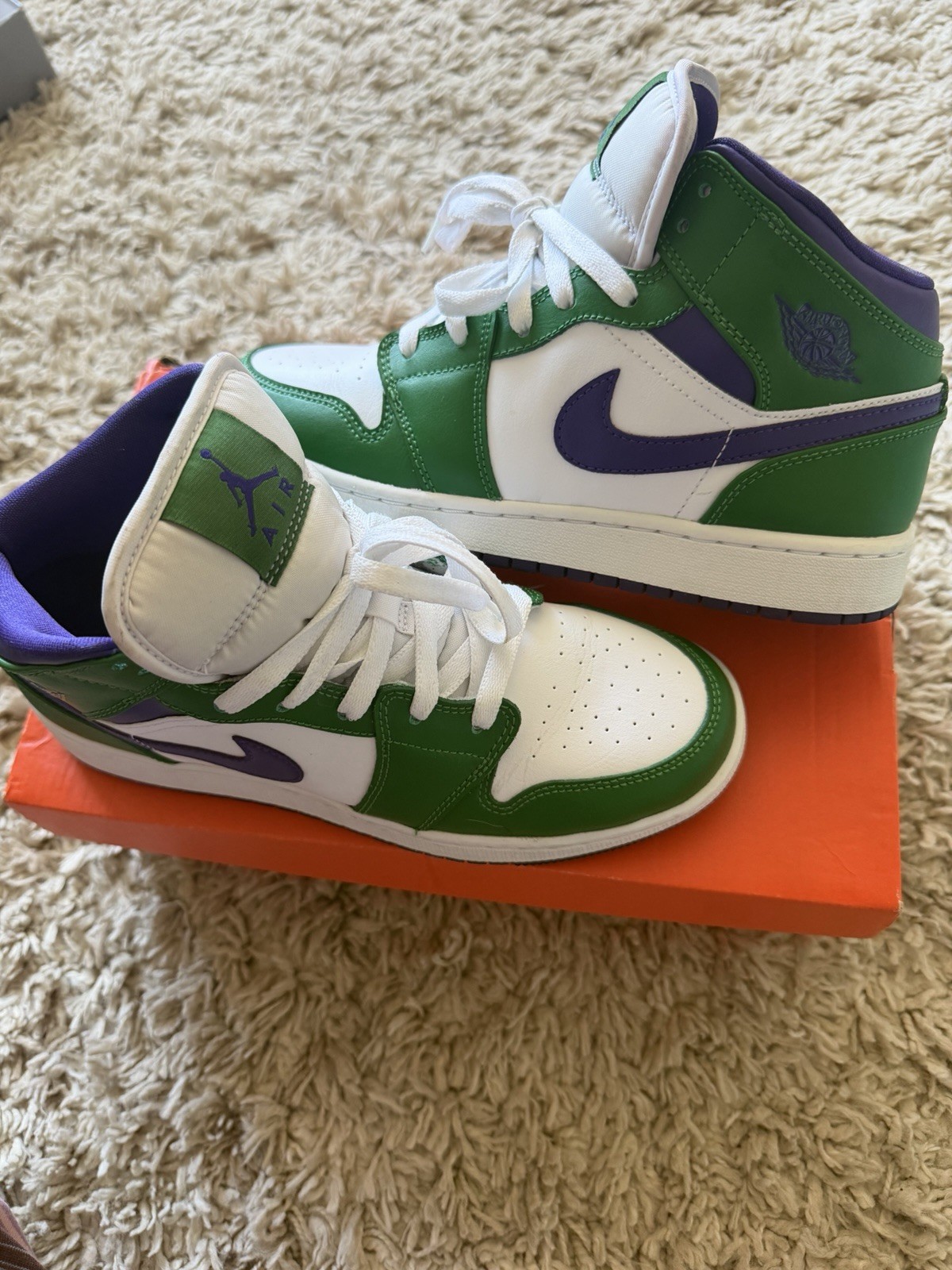 Jordan Air Jordan 1 Mid Incredible Hulk Green/White/Purple Boys 6.5Y