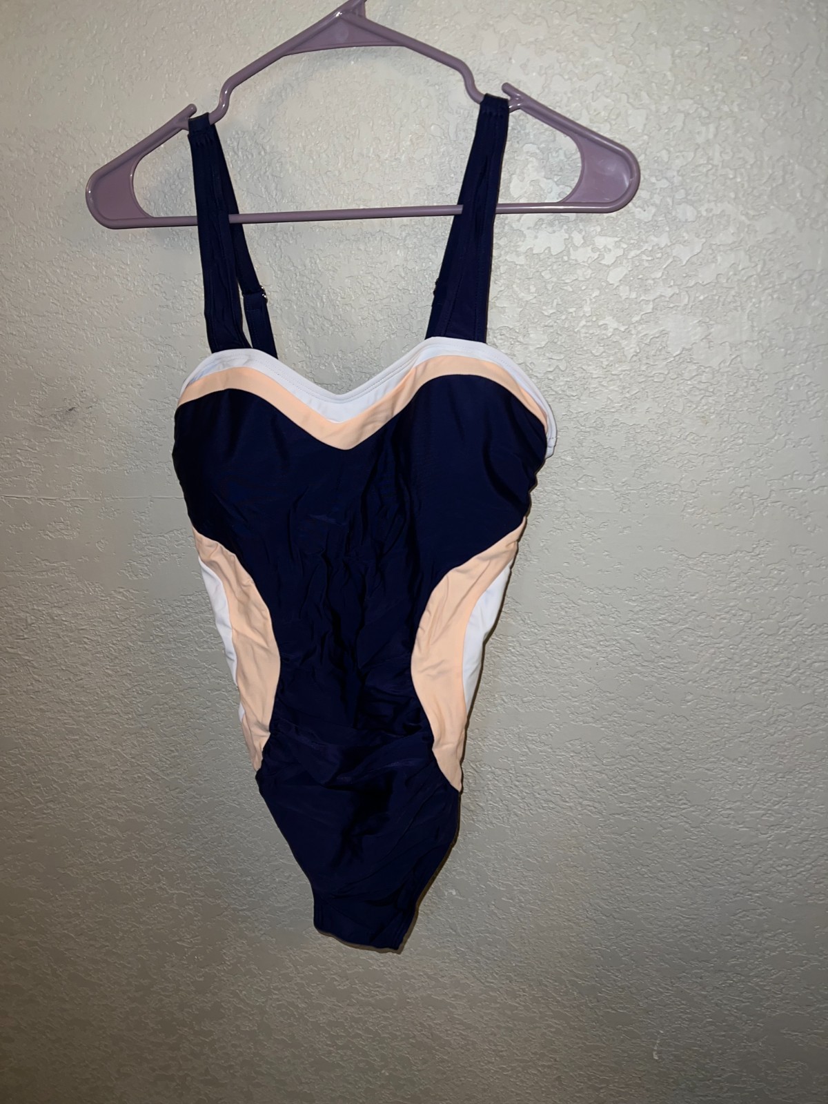 Womens One Piece Swimsuit Color Block Tummy Control Bathing Suit Ruched Medium