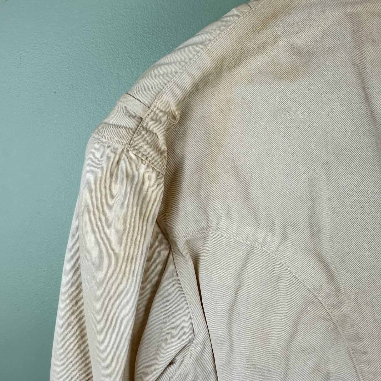 Stevens Twist Twill Cotton Change Buttons (Missing) Shop Coat Small Old 40s 50s