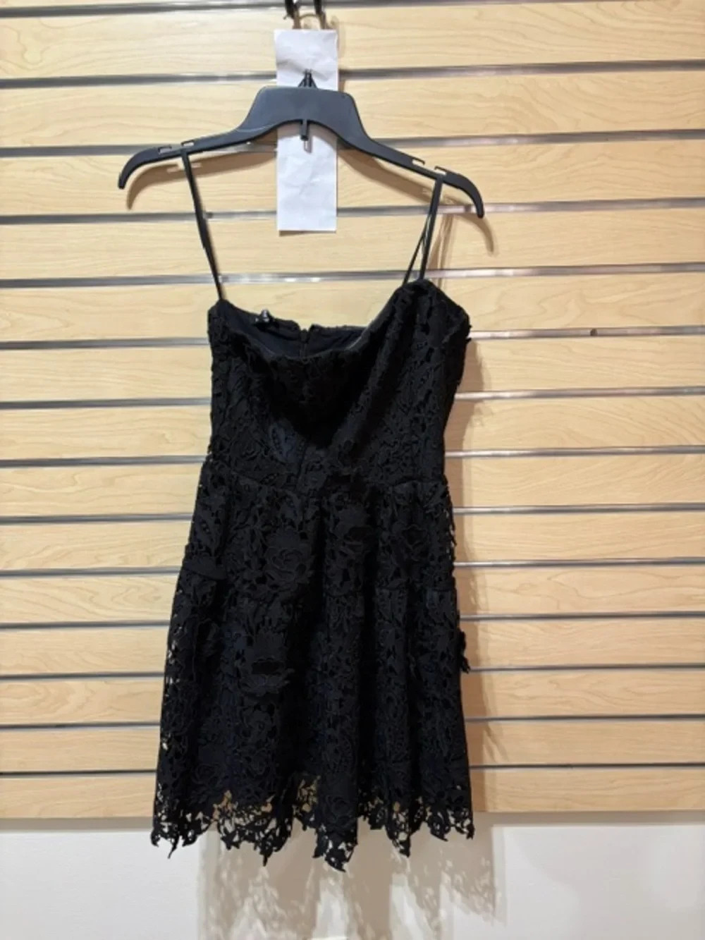 Bebe Black Floral Lace Fit & Flare Spaghetti Strap mini Dress