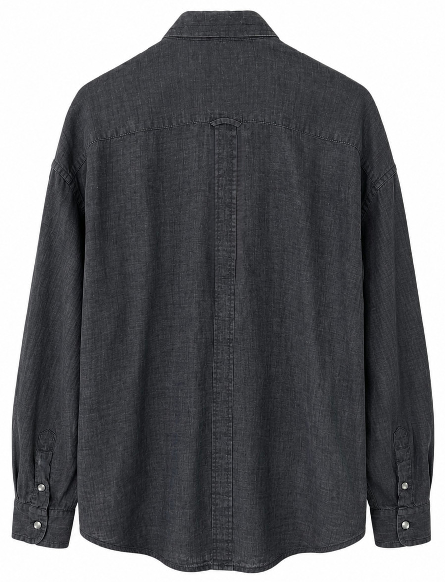 PROJEK RAW Men’s Linen Charcoal Gray Long Sleeve Button-Up Shirt Size G/L