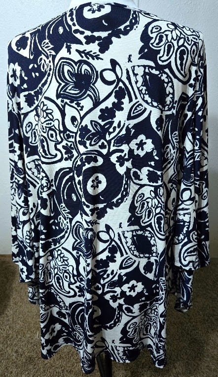 2X Sew in Love womens tunic blouse Bust 60″” L 31″ kimono sleeves navy white