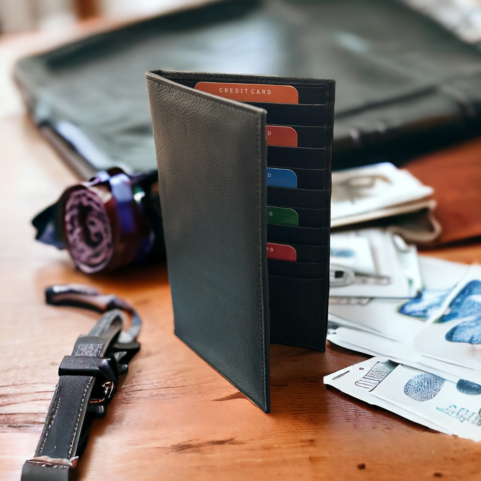 Genuine Leather Minimalist Bifold Wallets For Men RFID Blocking Slim Mens Wallet