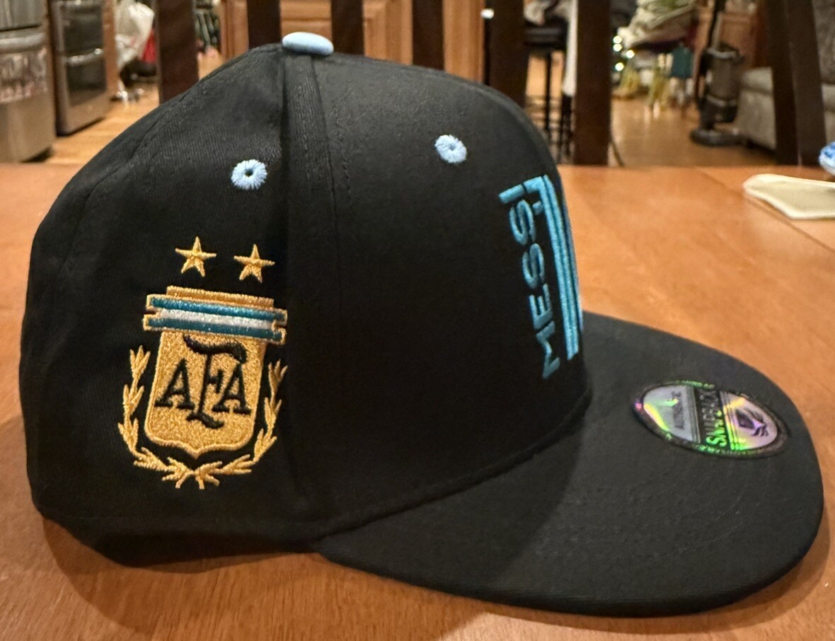Lionel Messi Black SnapBack Baseball Cap Hat Gorra AFA Black Bill # 10 Argentina
