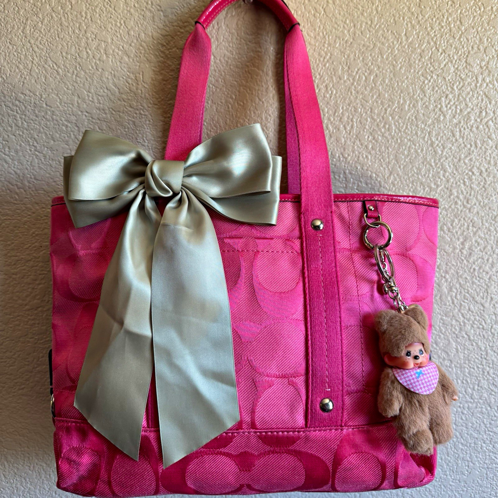 Coach Pink Signature Logo Kyra Tote With Detachable Strap