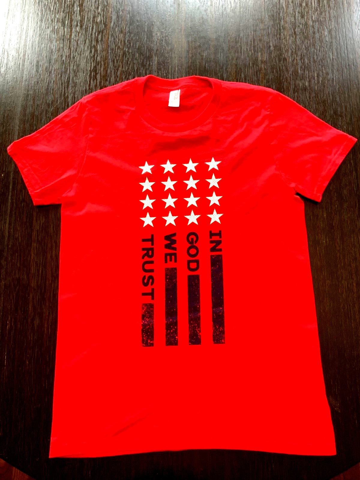 ANVIL Short Sleeve T-Shirt Cotton Ring Spun XL Red “IN GOD WE TRUST”