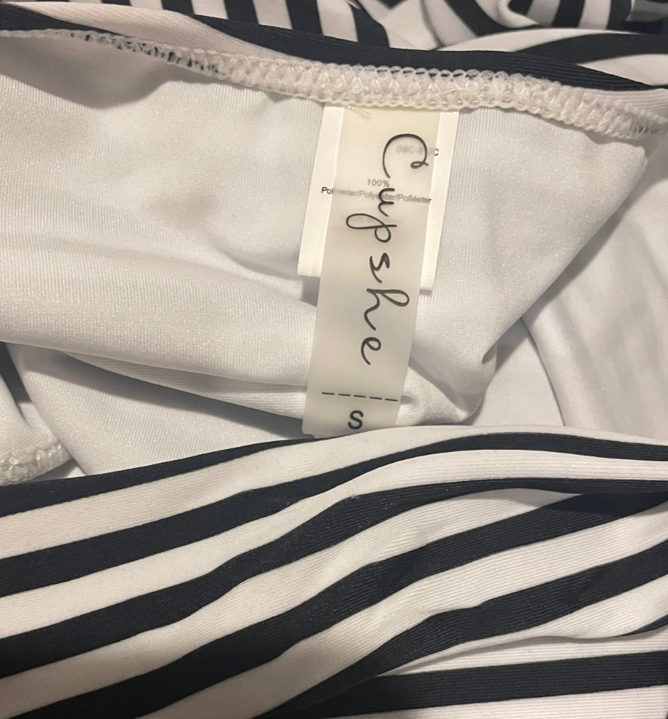 CUPSHE Womens One 1 Piece Black & White Bathing Swimsuit Suit NWOT – Sz Small