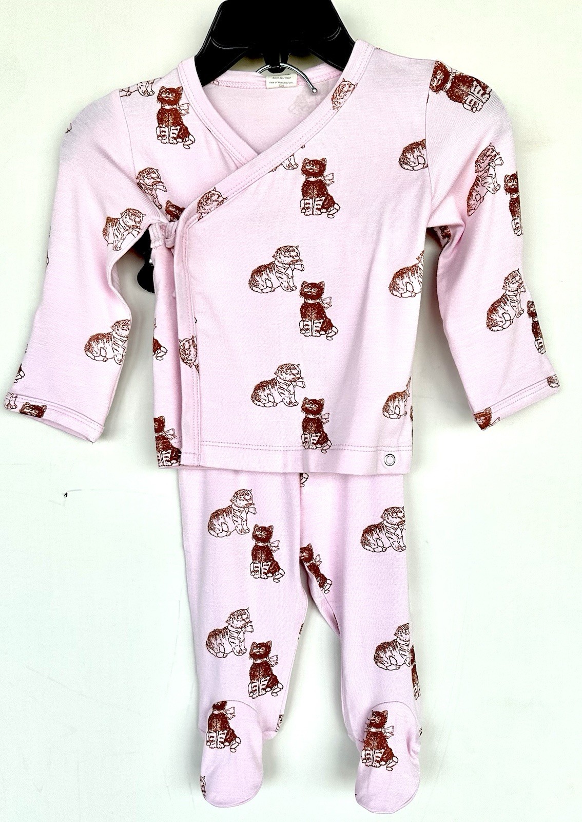 Kate Quinn Wrap Top 2 Pc Footed Outfit Footed Bamboo Fabric Kitties 3-6 M NWT