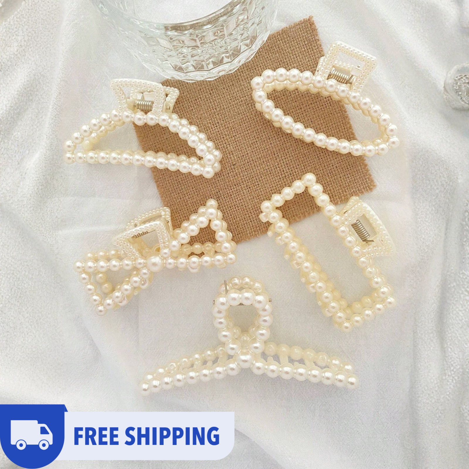 5pcs Women’s Faux Pearl Hair Claw Set Casual Hair Clips Elegant Hair Accessory