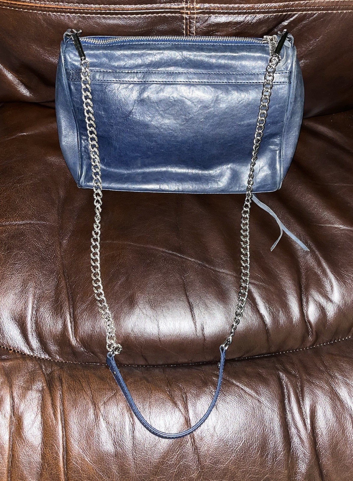 Rebecca Minkoff MAC Navy Blue Leather Crossbody Bag Handbag Purse