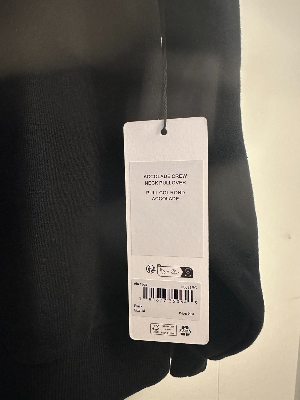 [BRAND NEW!] Alo Accolade Crew Neck Black (Size M)