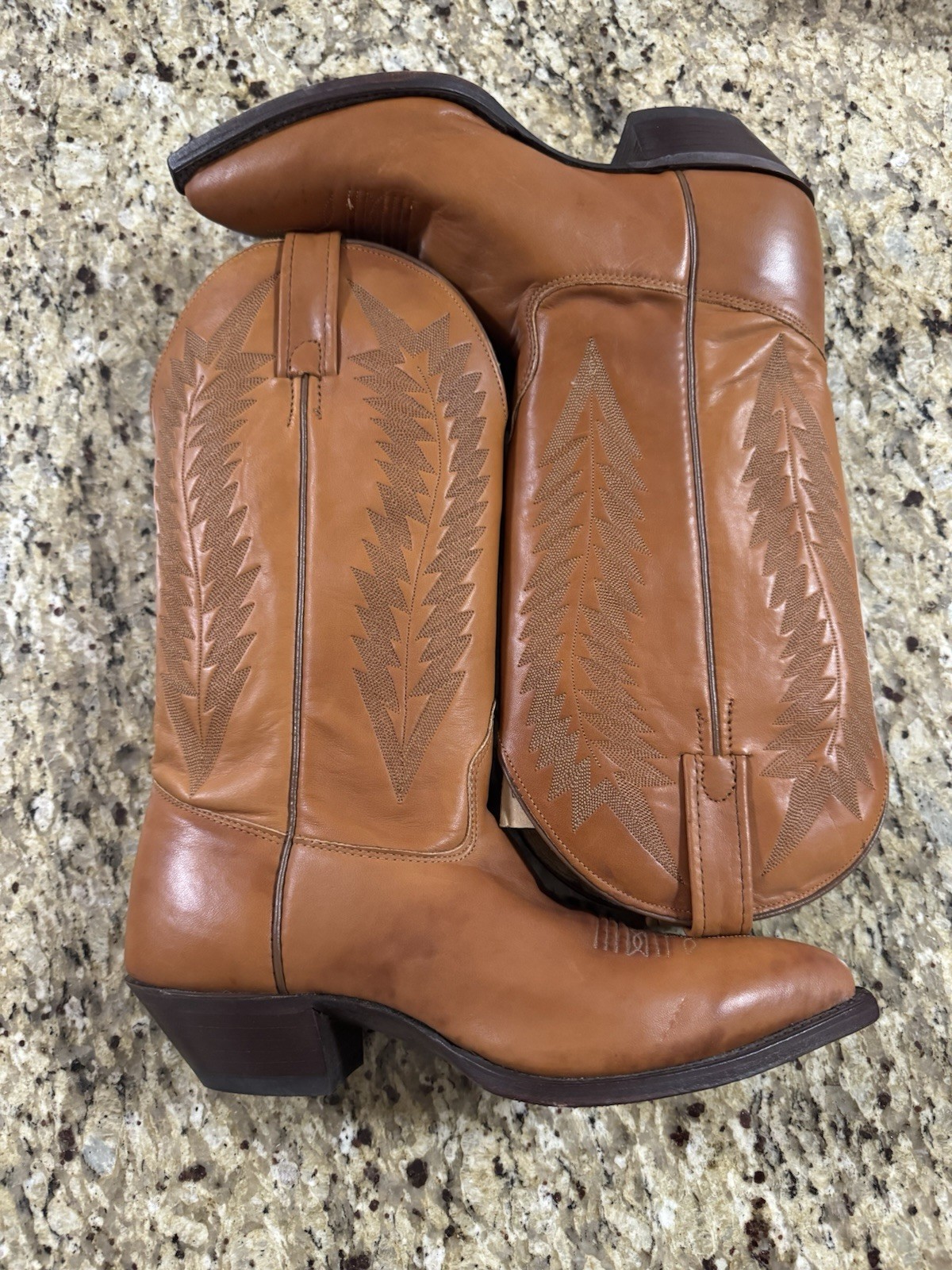 J. Chisholm Handcrafted Cowboy Boots Men’s 7.5M Tan Leather Western New USA