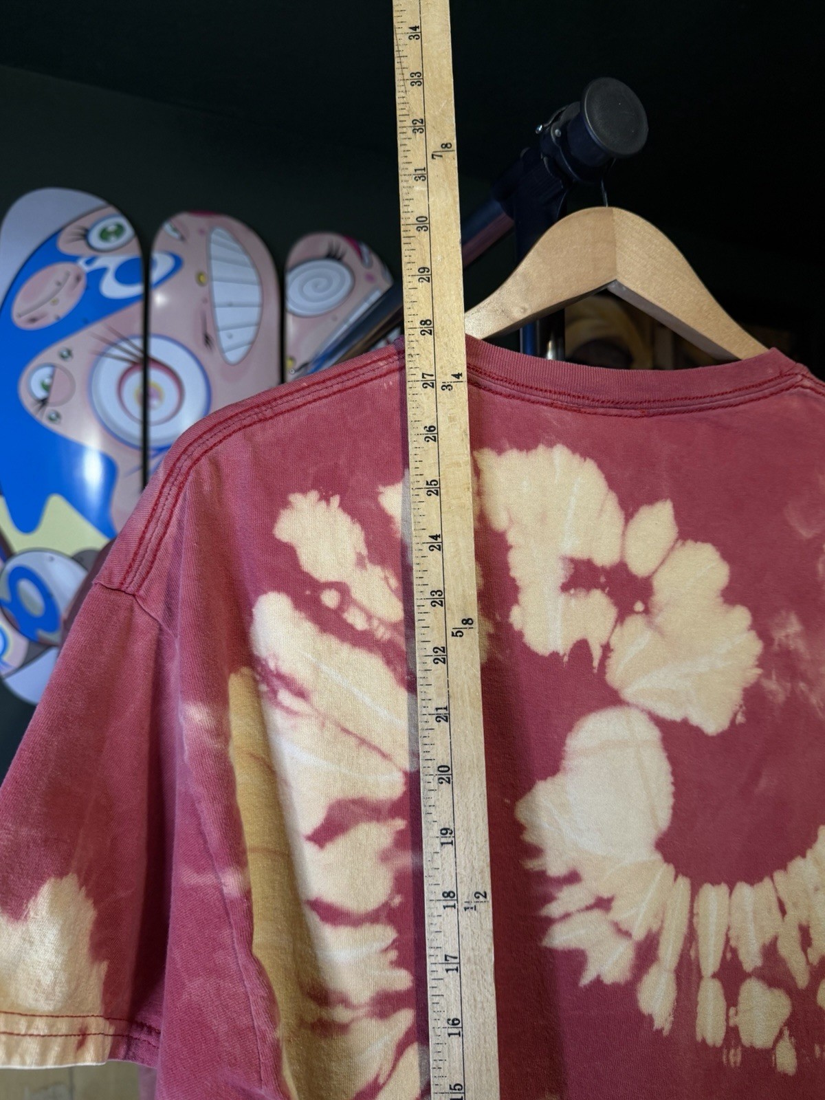 Men’s Thrasher Magazine Skateboarding Custom Bleach Tie-Dye Red/Yellow Tshirt