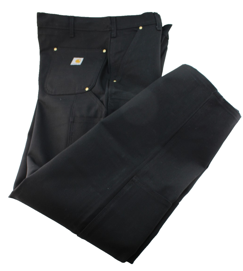 NWT CARHARTT Men’s Size 44 x 34 Loose Fit Double Knee Black Firm Duck Work Pants
