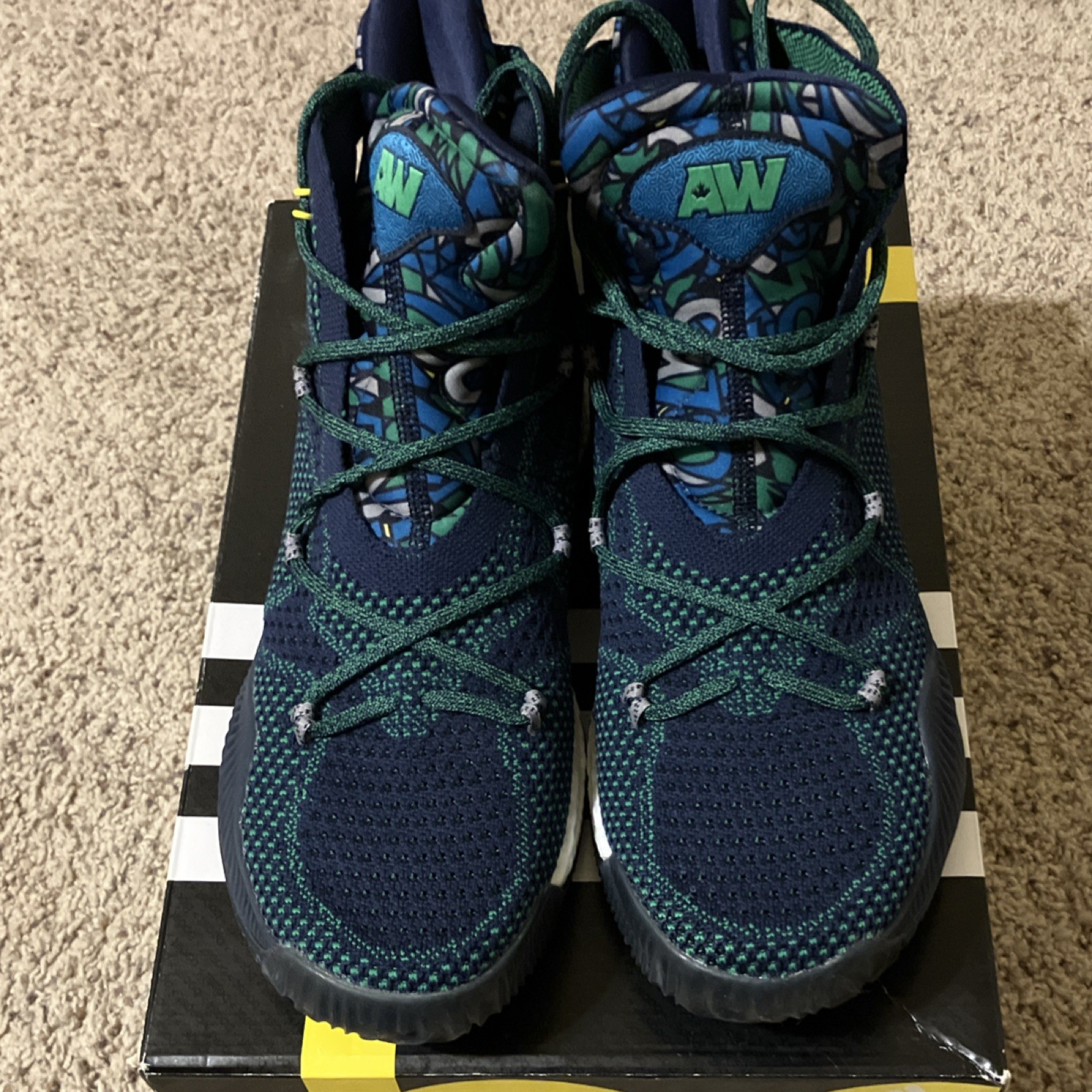 2016 adidas Crazy Explosive Primeknit Collegiate Navy Green Mid Top Men size 12