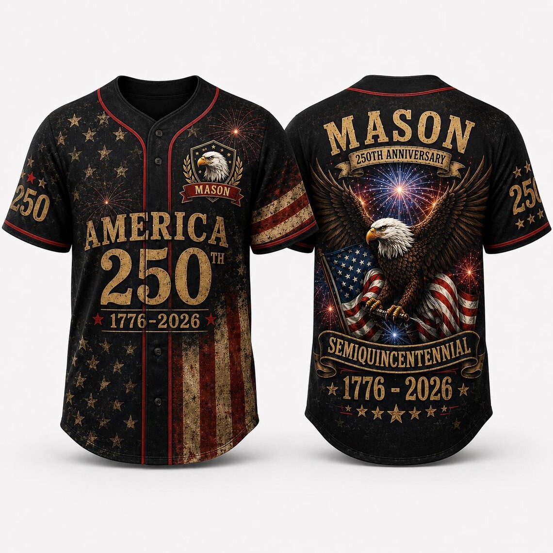 Custom Name America 250th Baseball Jersey 1776 2026 Semiquincentennial Gif