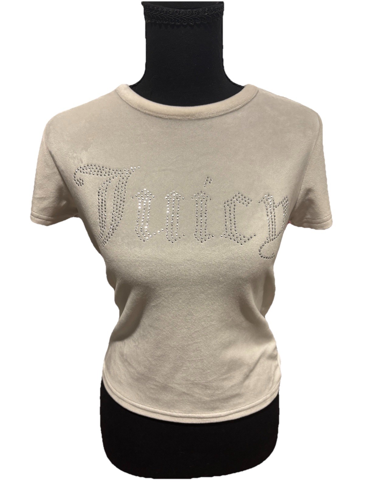 Juicy Couture Velour T-Shirt Rhinestone Logo Women’s Size S