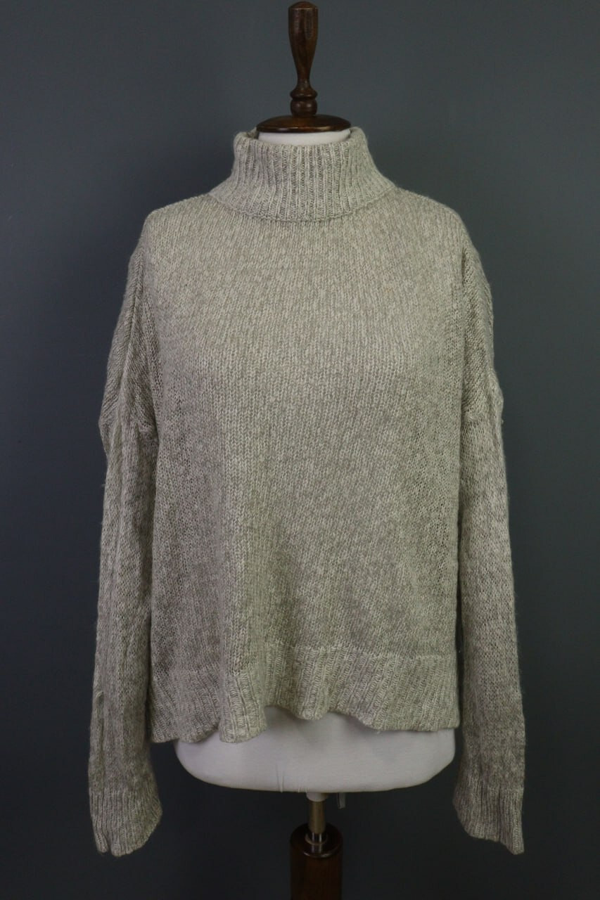 Ann Demeulemeester Ivory Turtle Neck Wool Knit Sweater Size L