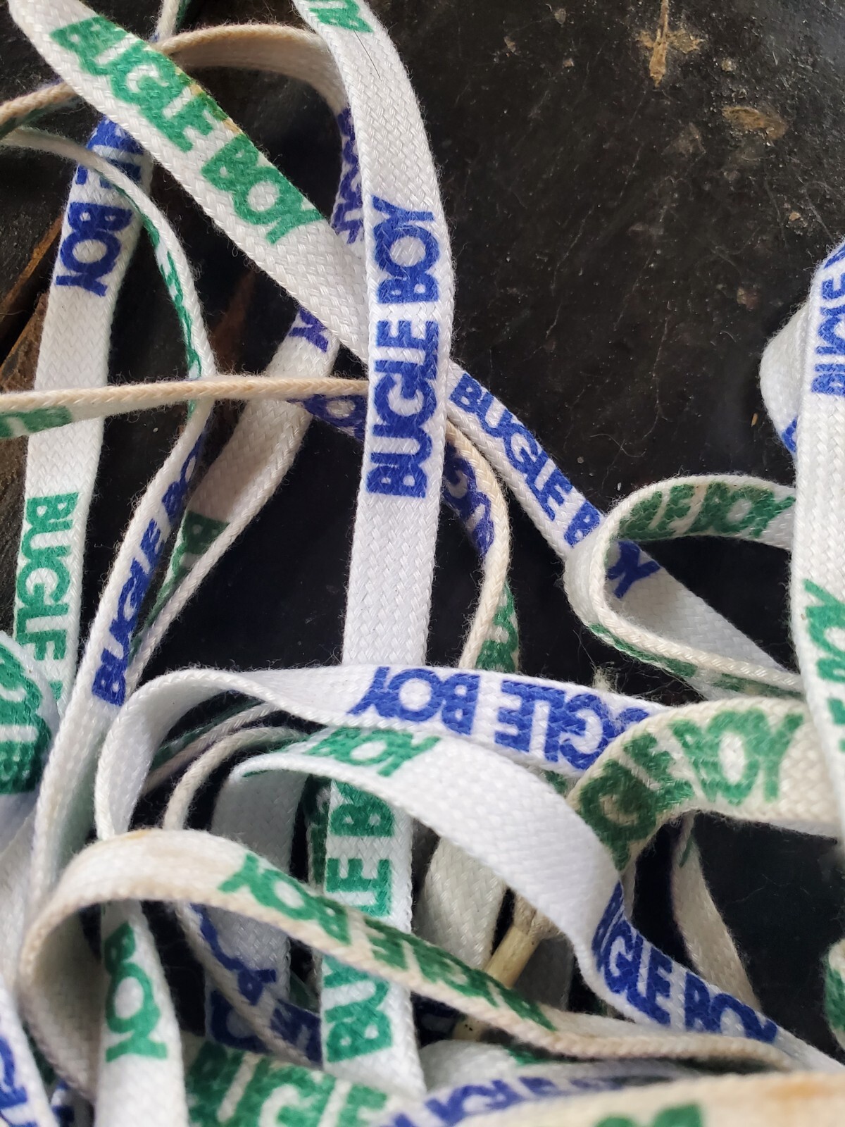 2 pairs x 53″ vintage BUGLE BOY Blue & Green Logo Long shoe laces 1990’s