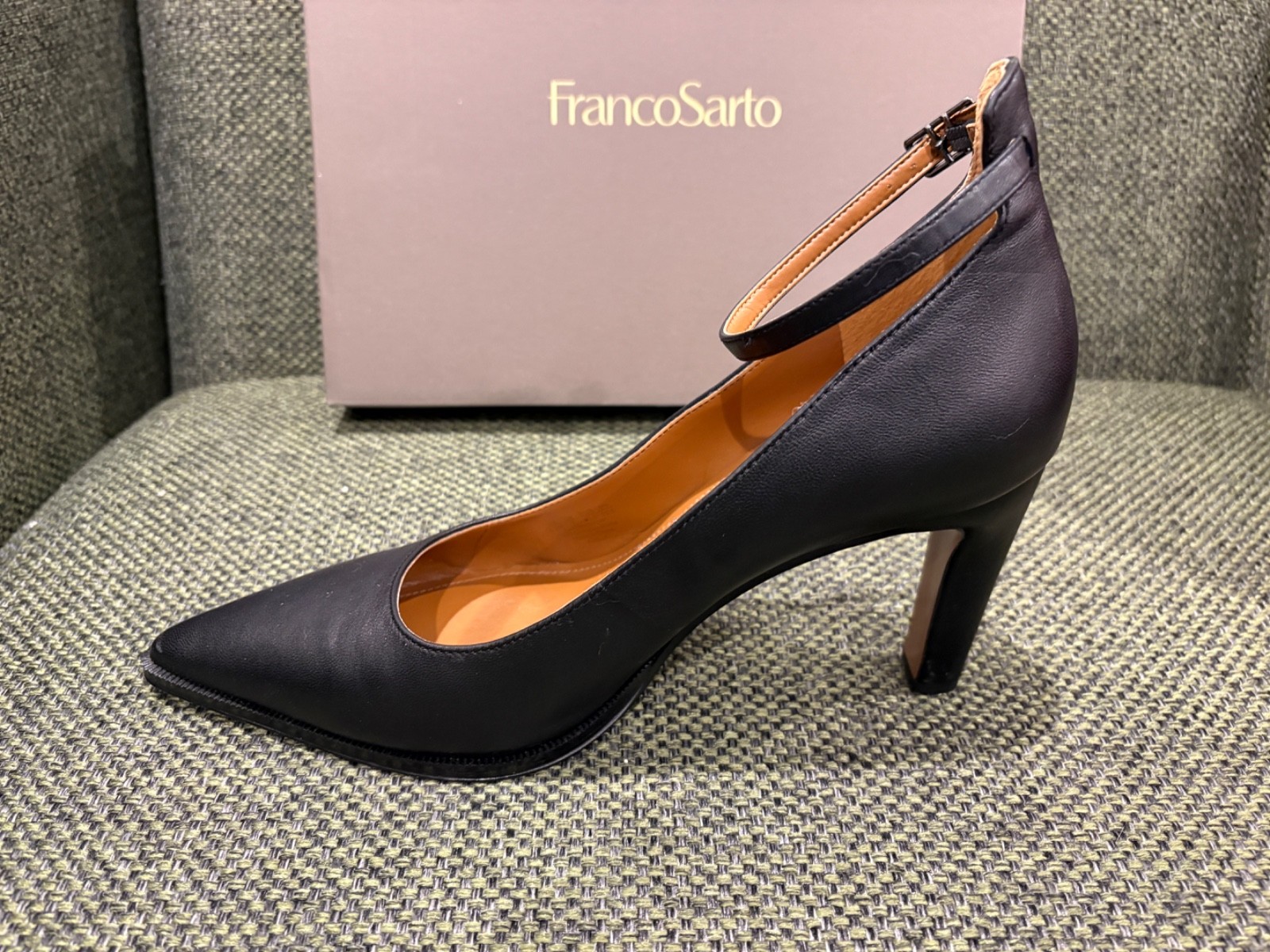 FRANCO SARTO WOMENS 9.5 M ADEJA BLACK 3.5″ HEEL