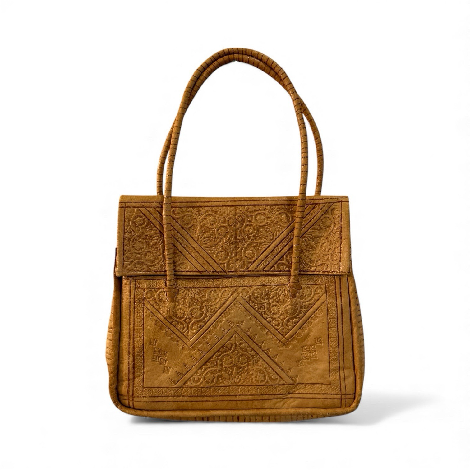 Morocco hand-tooled leather shoulder Kasbah bag Western Bohemian Hippie