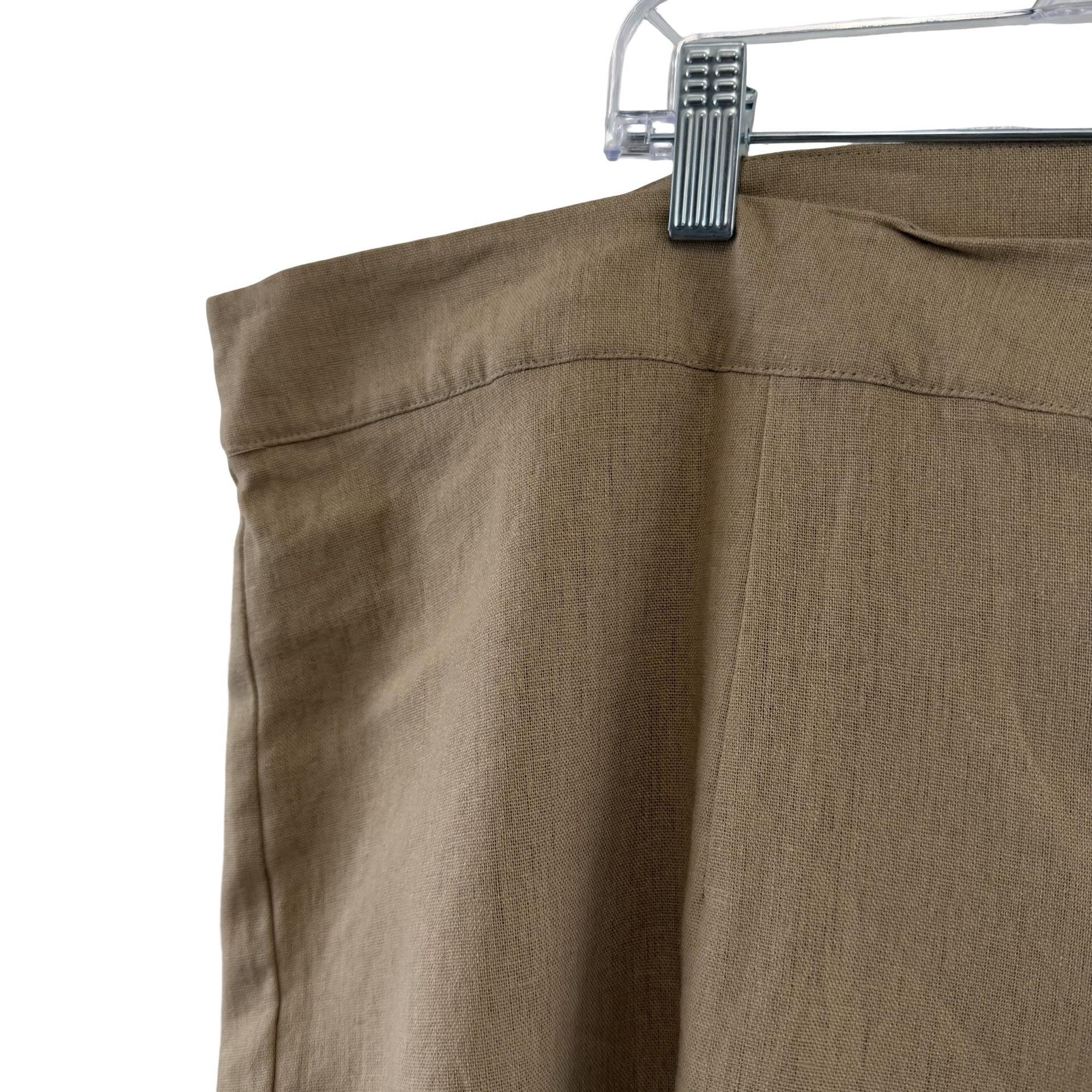 Jessica London 2 Piece Linen Blend Capri Set Womens 26W Beige Tan Belted Cropped