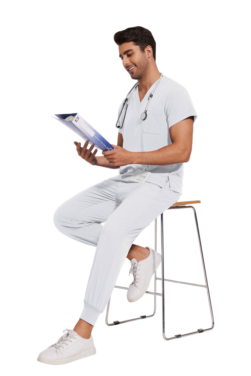Stretch Medical Uniforms Scrub Set Men V-Neck Jogger Hospital Clinic Workware