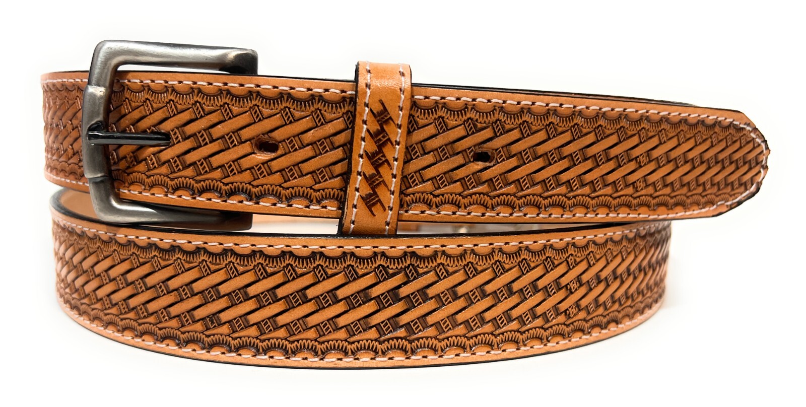 MEN’S HEAVY DUTY BASKET WEAVE CASUAL OR WORK LEATHER BELT, MEN’S LEATHER BELT