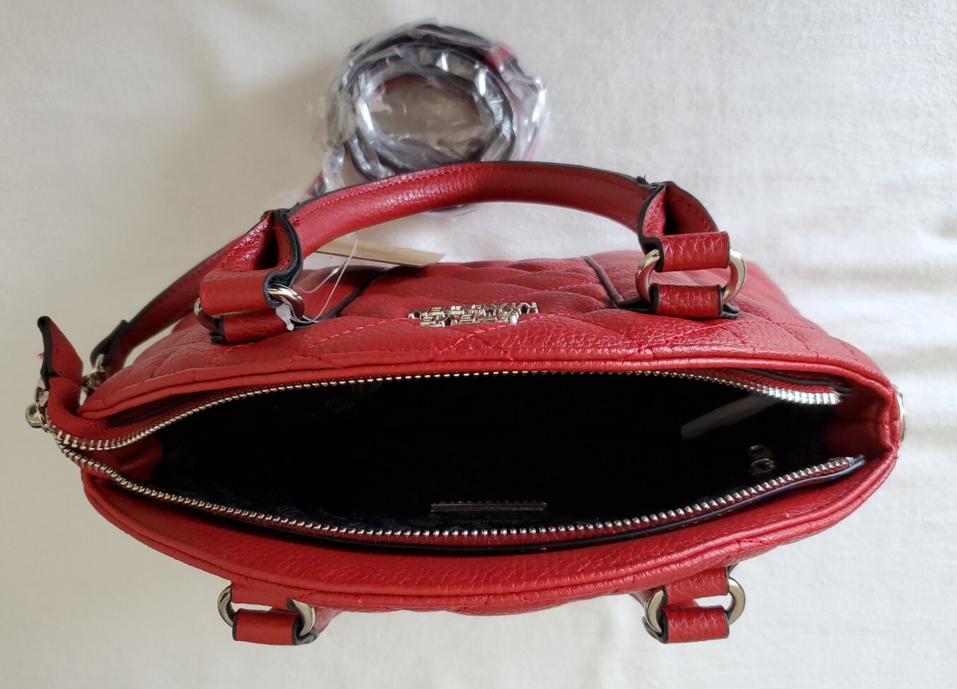 STEVE MADDEN BJULES HANDBAG RED QUILTED with Crossbody Strap Silver Accents NWT
