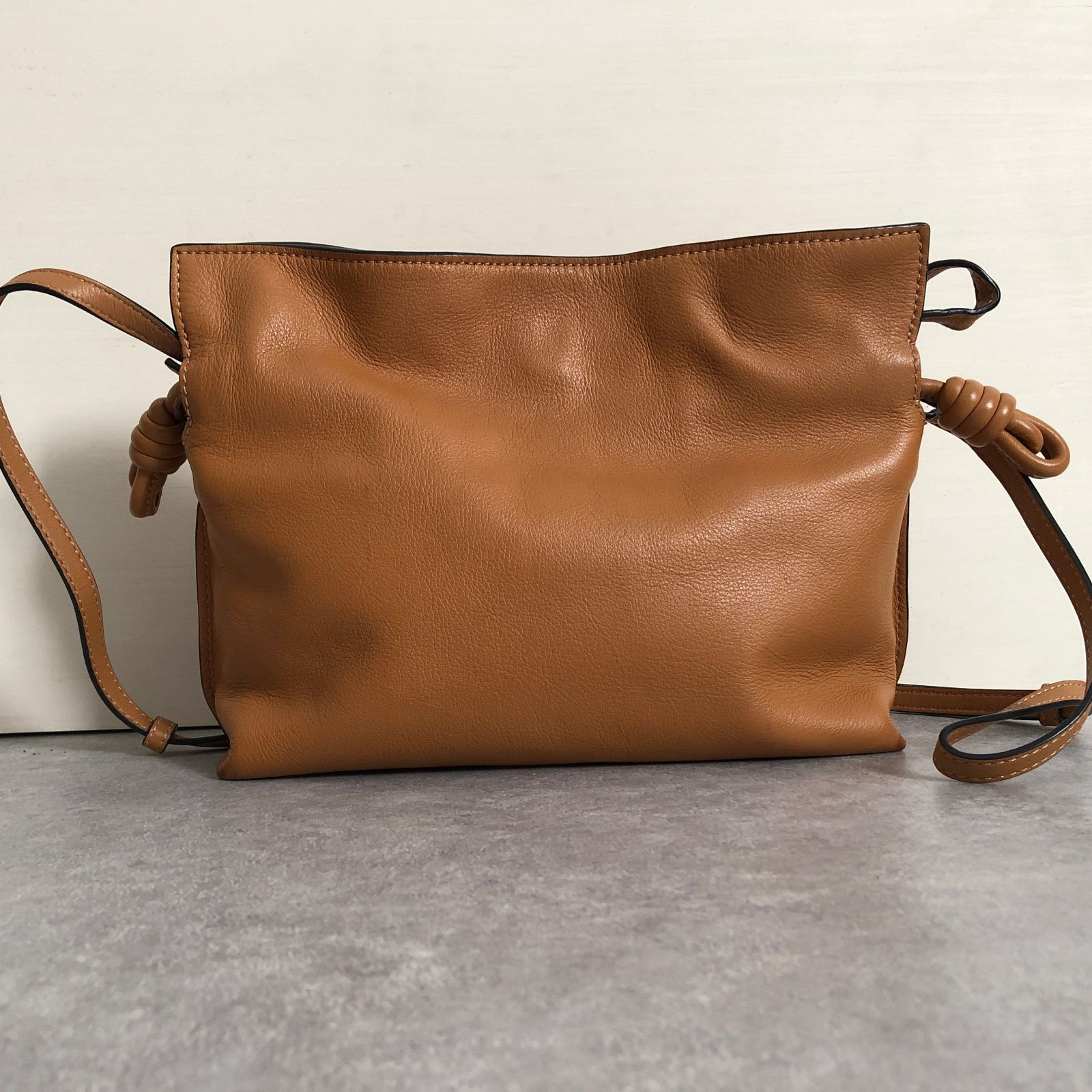 Loewe Flamenco Tan Leather Clutch Shoulder Bag Iconic Luxury Style