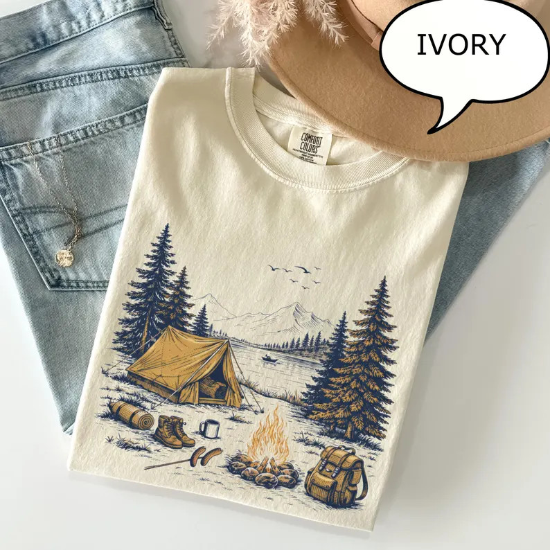 Mountain Camping Nature Outdoor Adventure Graphic Comfort Tee